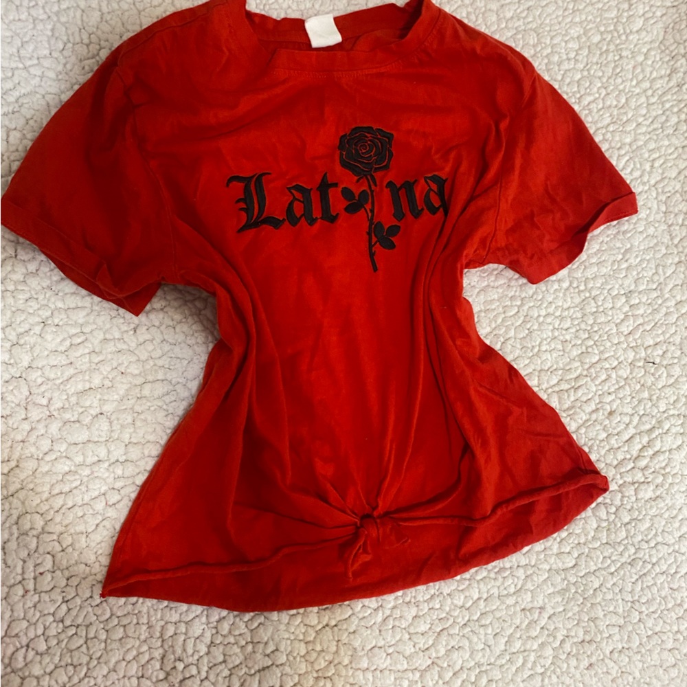Red latina top with rose for girls